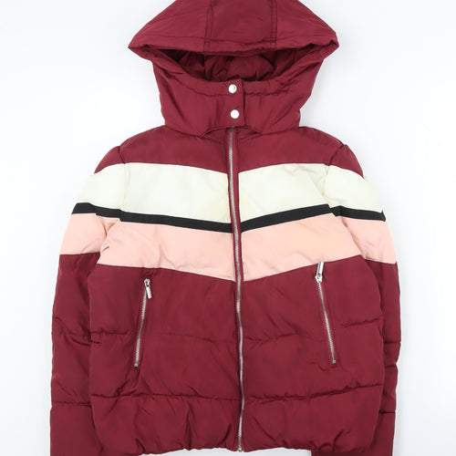 New Look Women's Red Puffer Jacket Size 10