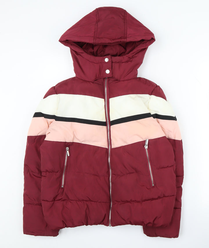 New Look Women's Red Puffer Jacket Size 10