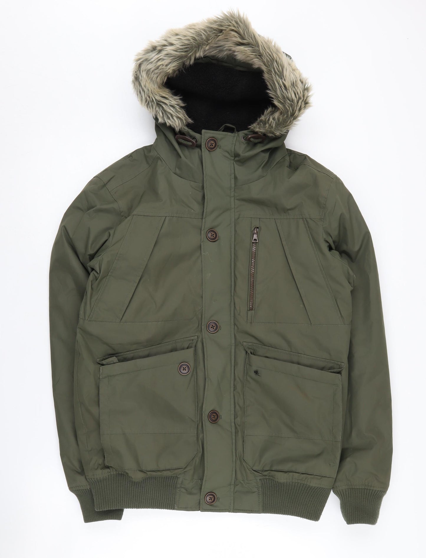 Industrialize Men's Green Hooded Parka Jacket S