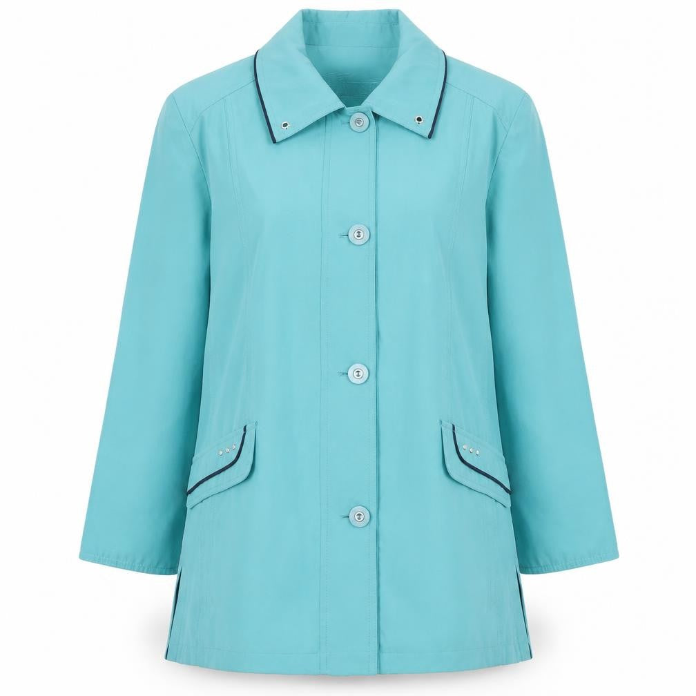 Front view of Finesse Women's Blue Mid-Length Coat, size 12