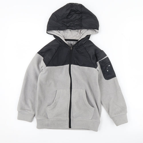 URBN-DEPT Boys Black Grey Fleece Jacket, Size 6 Years