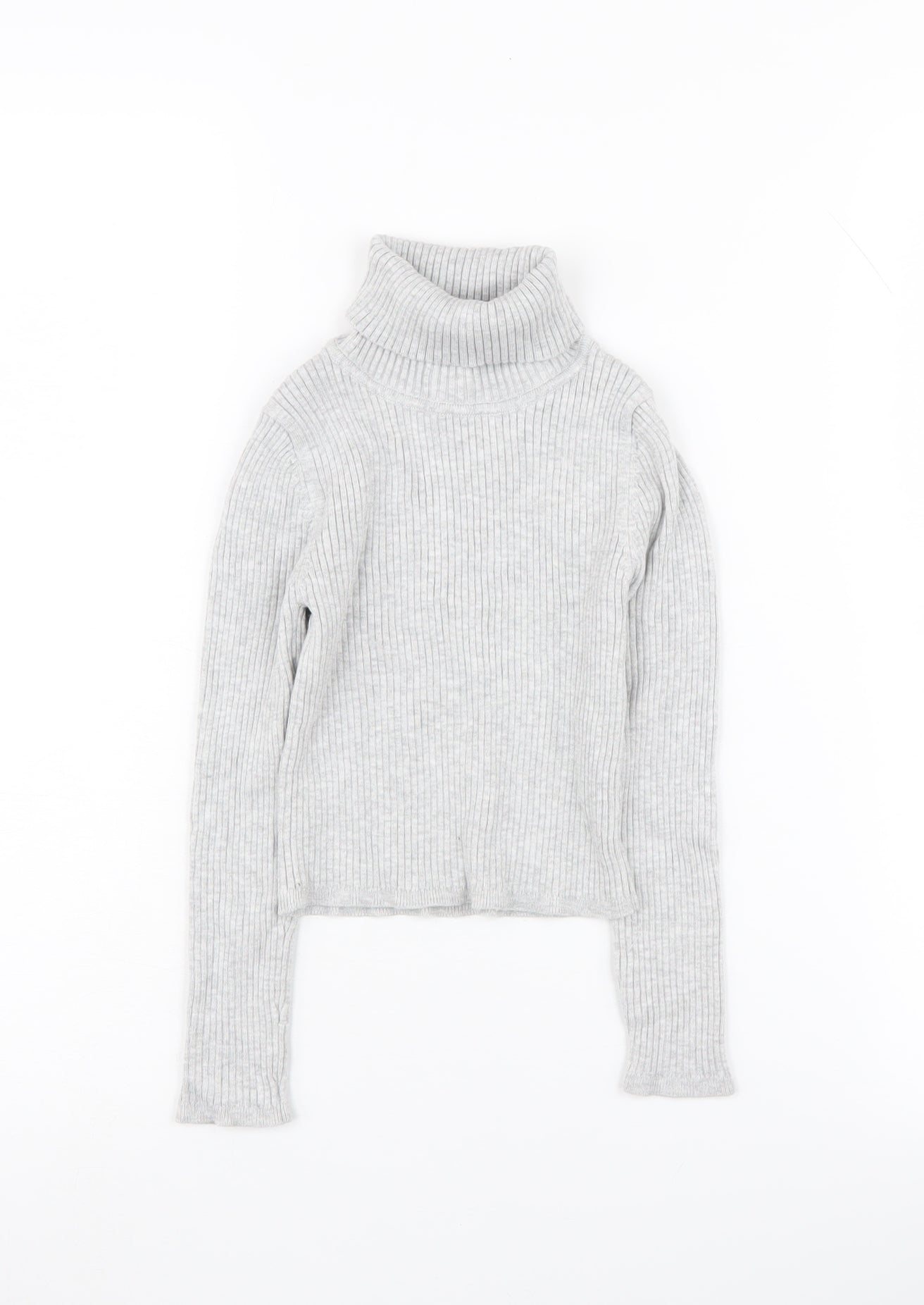 Lefties Girls Grey Roll Neck Pullover Jumper Size 5-6 Years