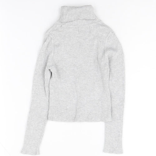 Lefties Girls Grey Roll Neck Pullover Jumper Size 5-6 Years