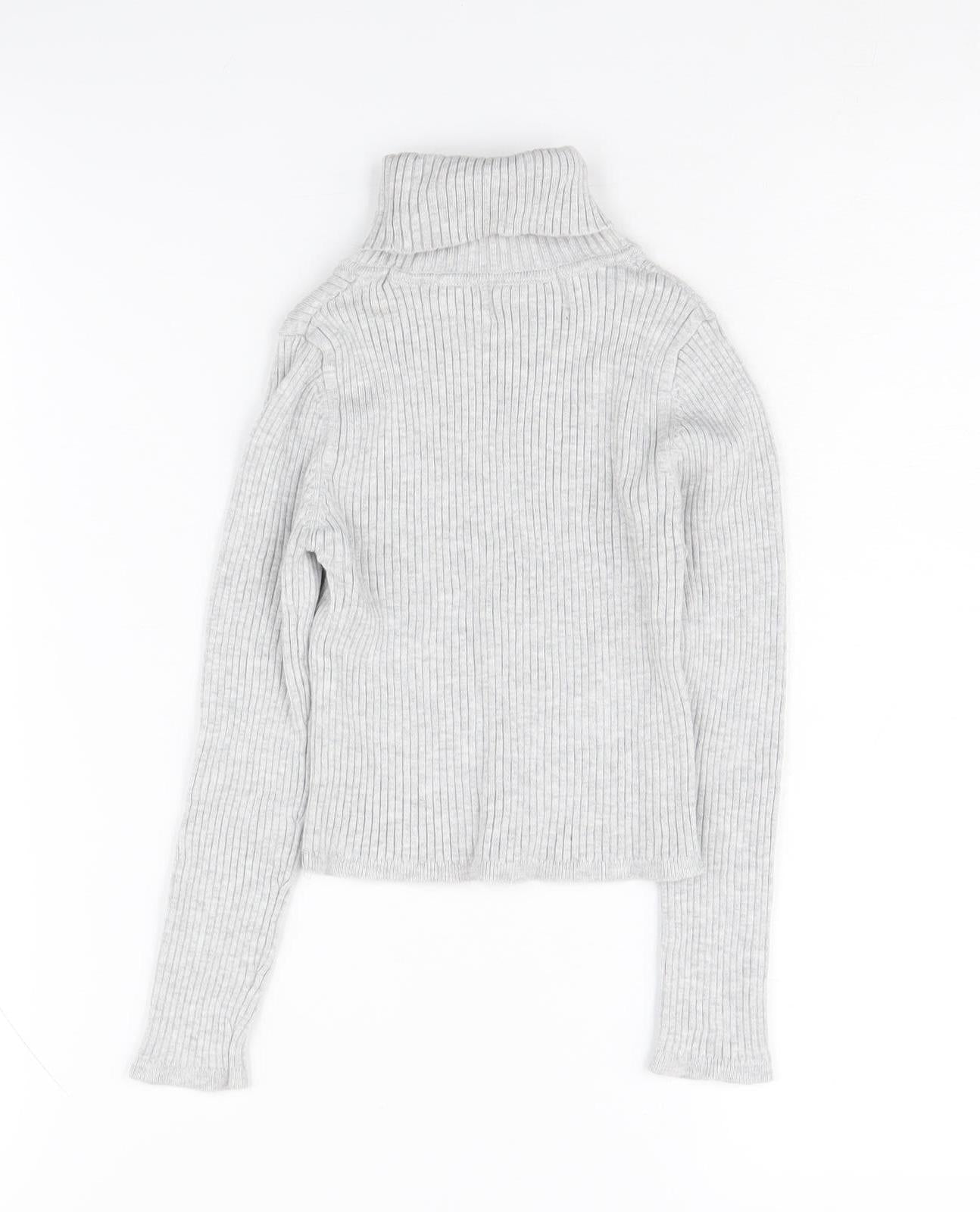 Lefties Girls Grey Roll Neck Pullover Jumper Size 5-6 Years