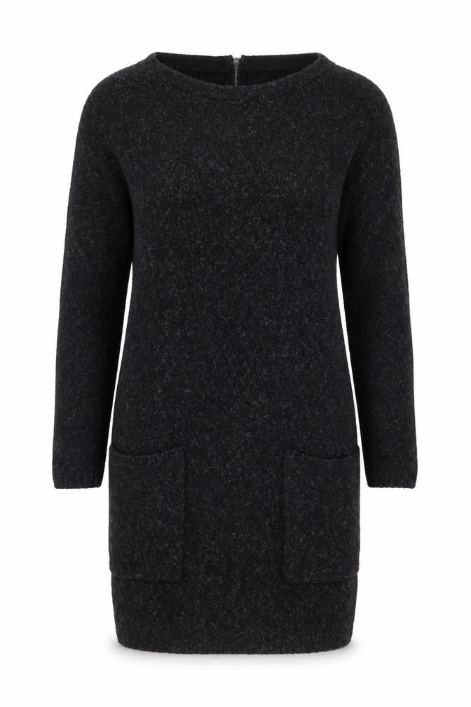 Front view of Monsoon Women's Black Boat Neck Knit Dress S