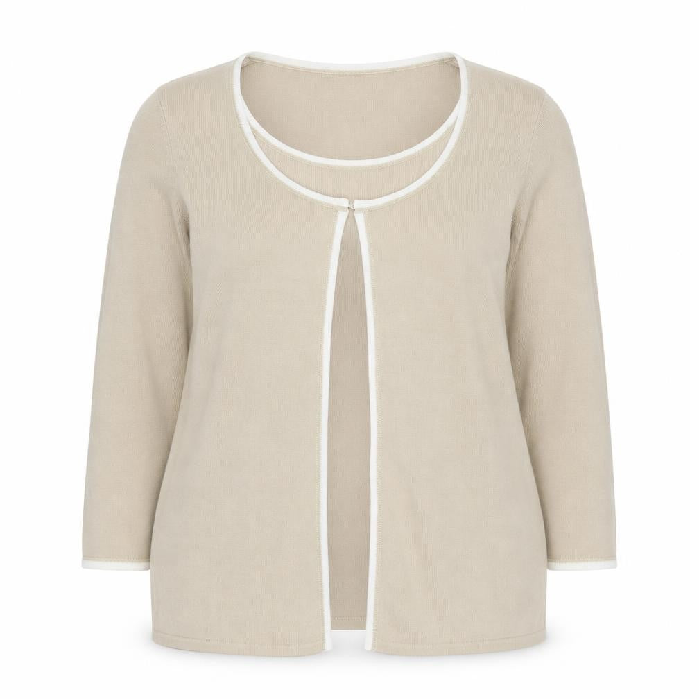 Front view of Marks & Spencer Women's Beige Cardigan, size 16