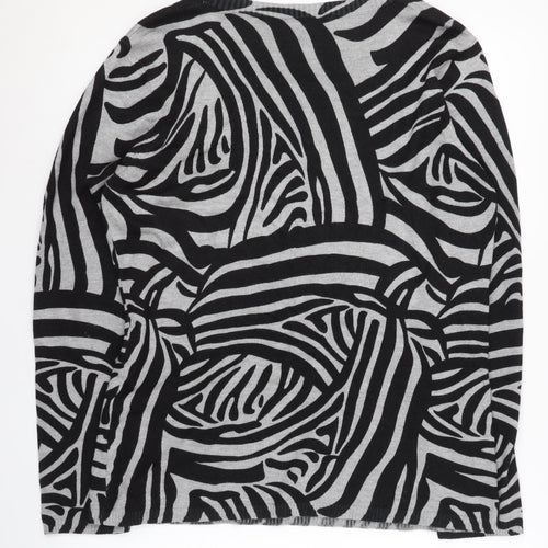 Anna Rose Women's Black Grey Zebra Print Pullover Jumper M