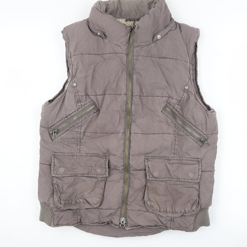 White Stuff Women's Brown Waistcoat Size 12, Zip Pockets