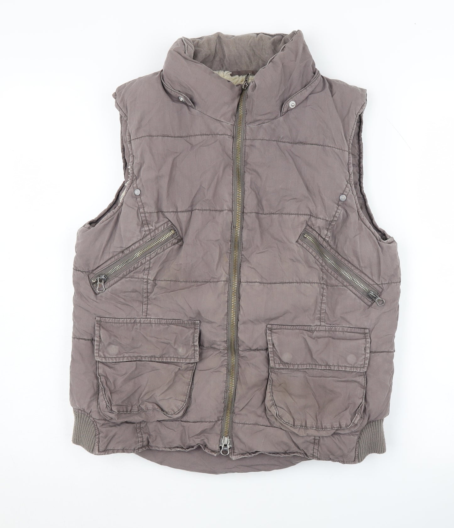 White Stuff Women's Brown Waistcoat Size 12, Zip Pockets
