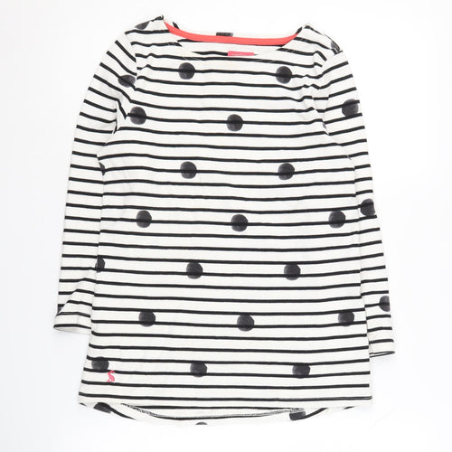 Joules Women's White Striped Cotton Boat Neck Top