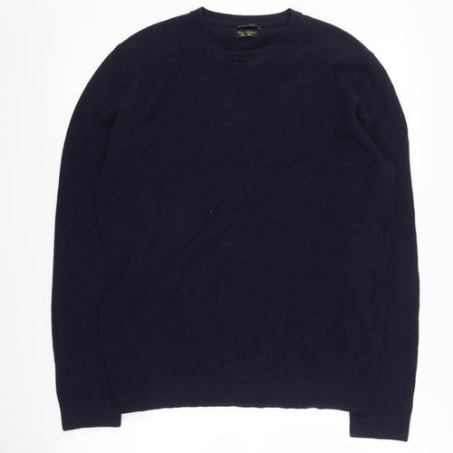 Massimo Dutti Men's Blue Pullover Jumper - Size M