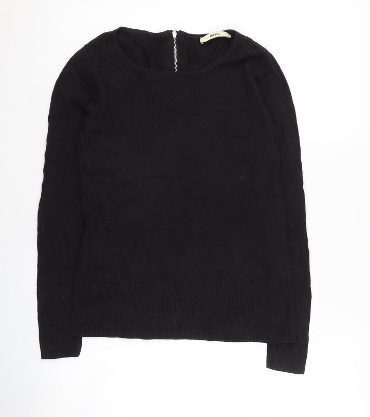 Oasis Women's Black Jumper, Size S, Long Sleeve, Zip Accent
