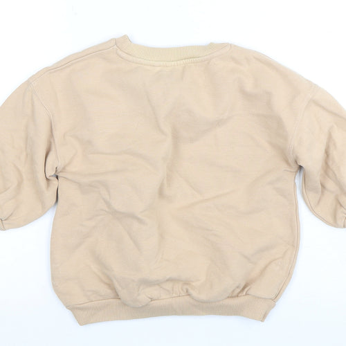Next Girls Beige Graphic Sweatshirt 2-3 Years, Cotton Blend