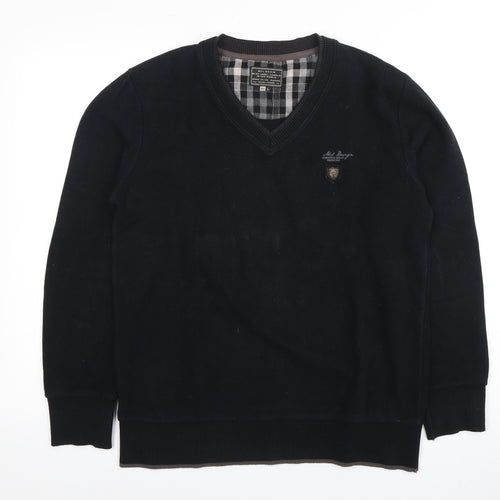 MCL Denim Men's Black Check Pullover Sweatshirt L