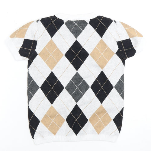 Next Boys Argyle T-Shirt 6 Years Black Beige Pullover