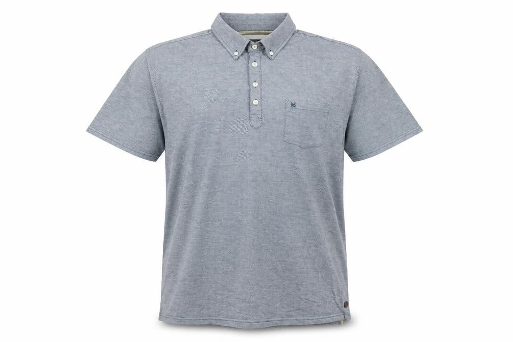 Front view of Hammond & Co Men's Blue Polo XL Button-Down Shirt