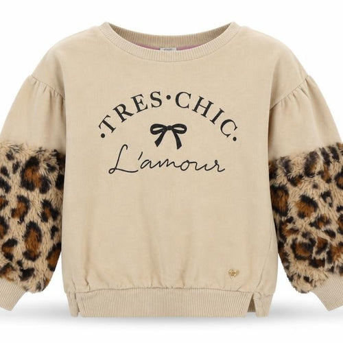 River Island Girls Beige Animal Print Pullover Hoodie 3 Years