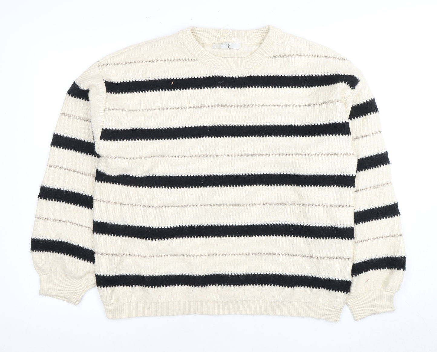 Marks and Spencer Women's Ivory Striped Pullover Jumper L