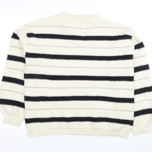 Marks and Spencer Women's Ivory Striped Pullover Jumper L