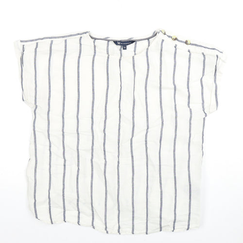 J.Crew Women's White Striped Button Top Size 12