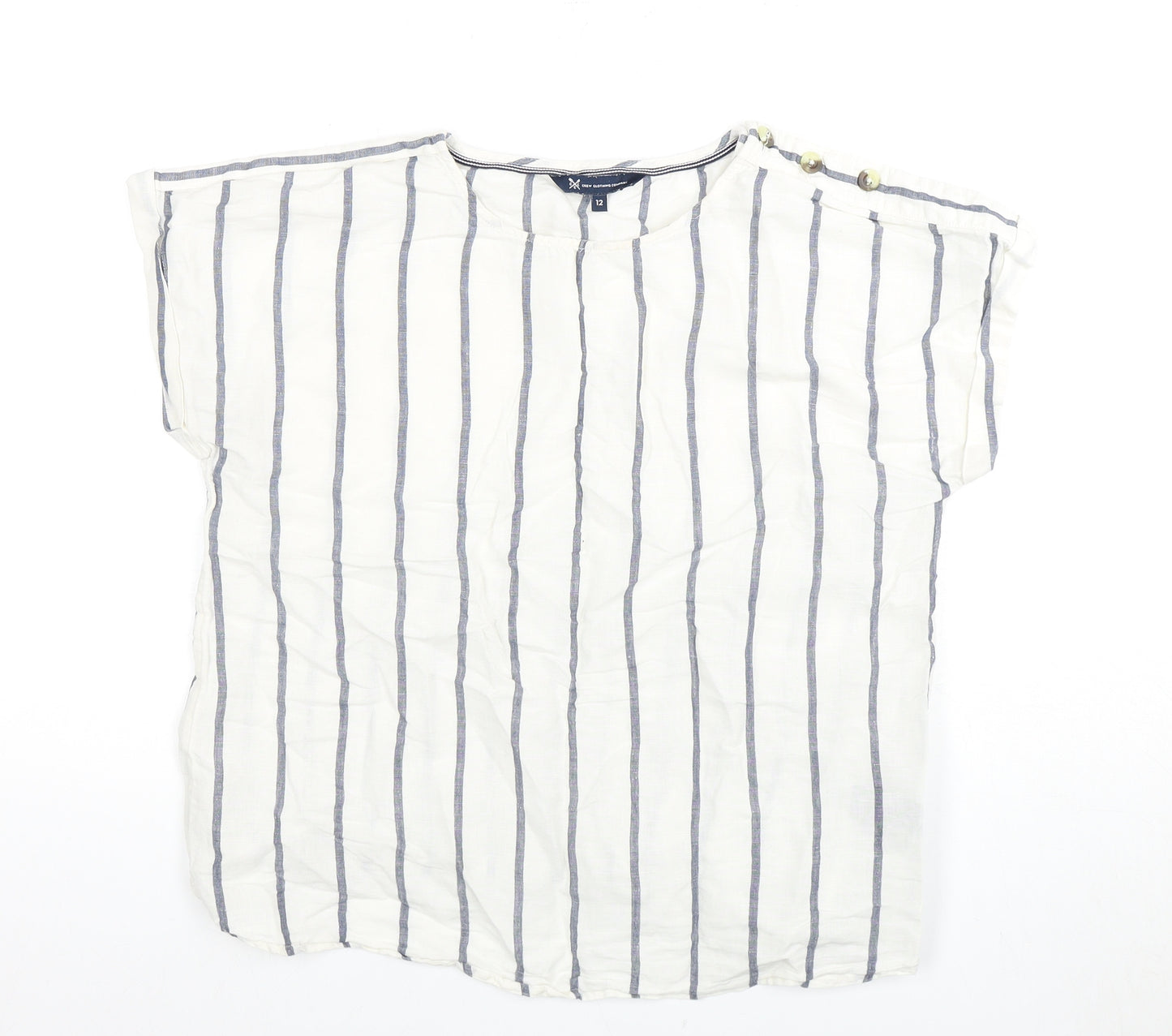 J.Crew Women's White Striped Button Top Size 12