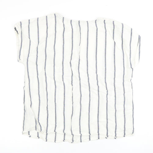 J.Crew Women's White Striped Button Top Size 12