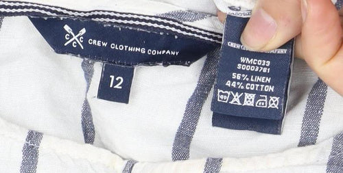 J.Crew Women's White Striped Button Top Size 12