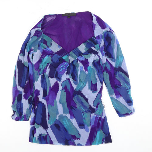 Coast Multicoloured Tunic Blouse, Size 12, V-Neck