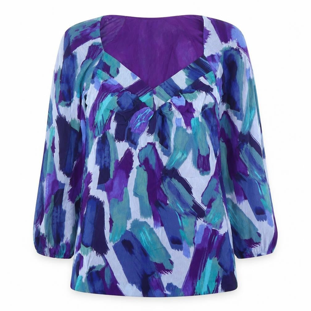 Front view of Coast Multicoloured Tunic Blouse, size 12, V-Neck