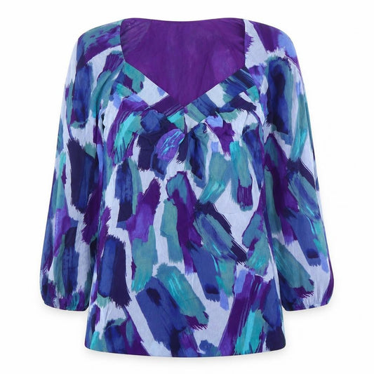 Front view of Coast Multicoloured Tunic Blouse, size 12, V-Neck