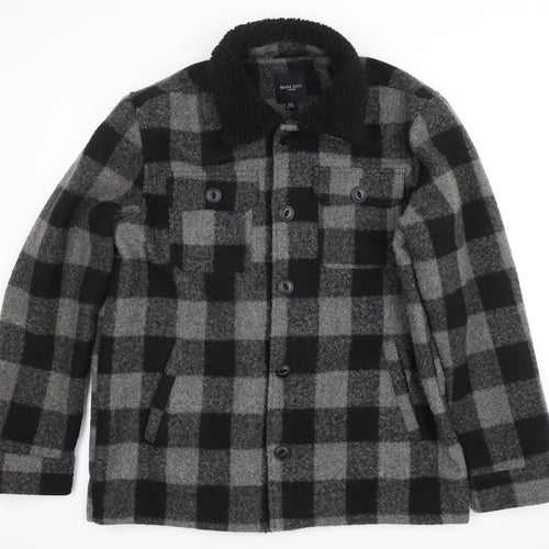 BRAVE SOUL Women's Black Grey Checkered Jacket XL