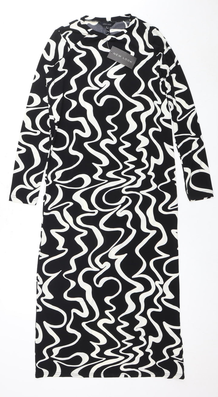 New Look Women's Black Geometric Dress S