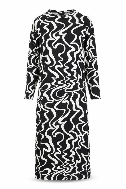 Front view of New Look Women's Black Geometric Dress S