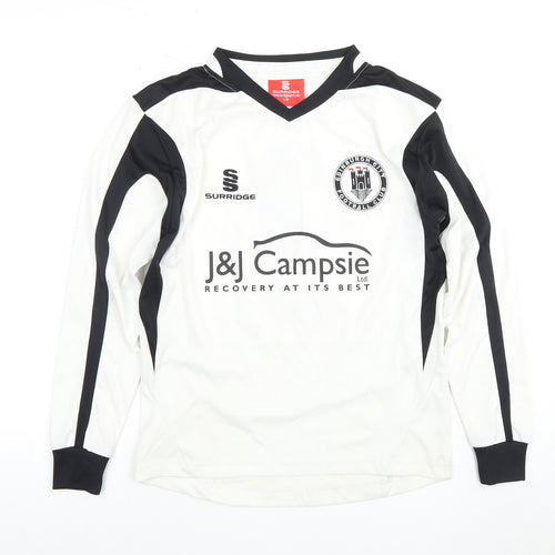 Surridge Boys Football Jersey White Black L Long Sleeve