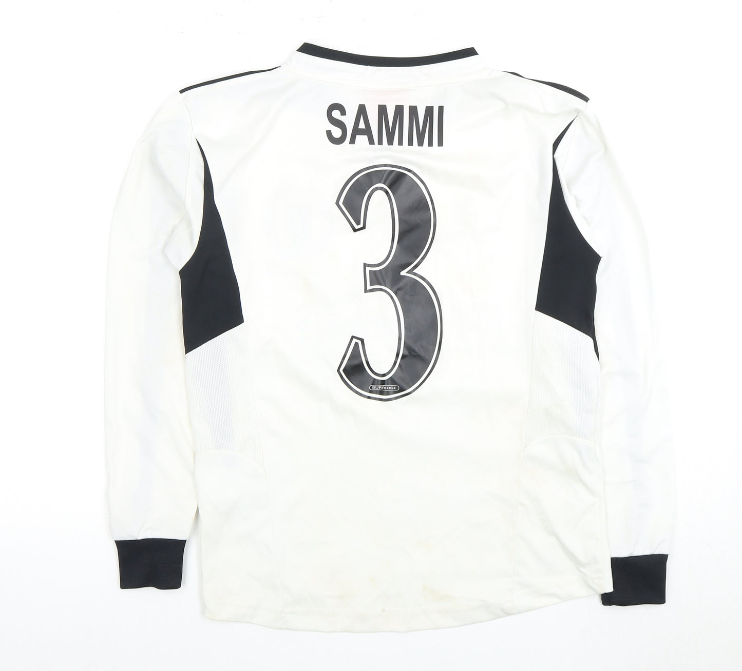 Surridge Boys Football Jersey White Black L Long Sleeve