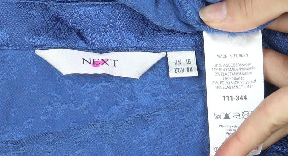 Next Women's Blue Lace Blouse Size 16 Elegant
