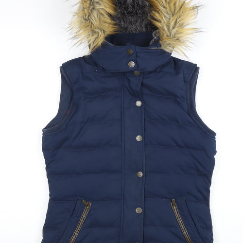 Fat Face Women's Blue Hooded Waistcoat Size 8