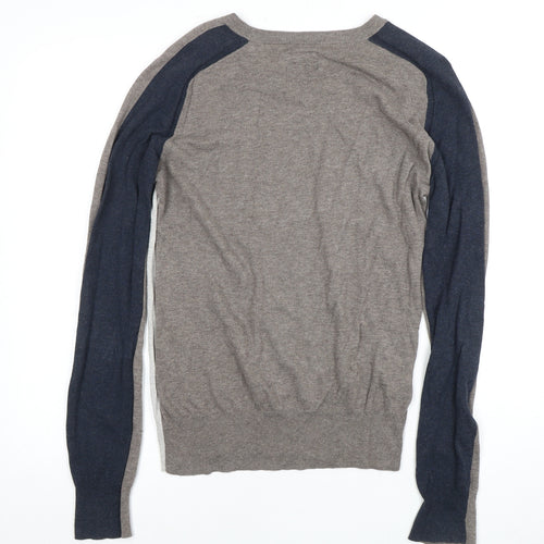 AllSaints Men's S Grey Cotton Pullover Jumper