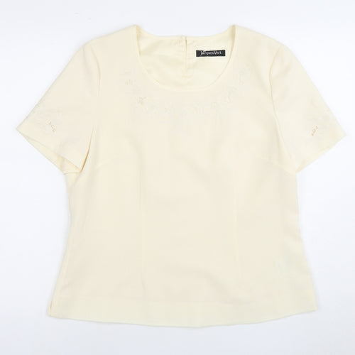 Jacques Vert Ivory Blouse - Women's 14, Formal Embroidered