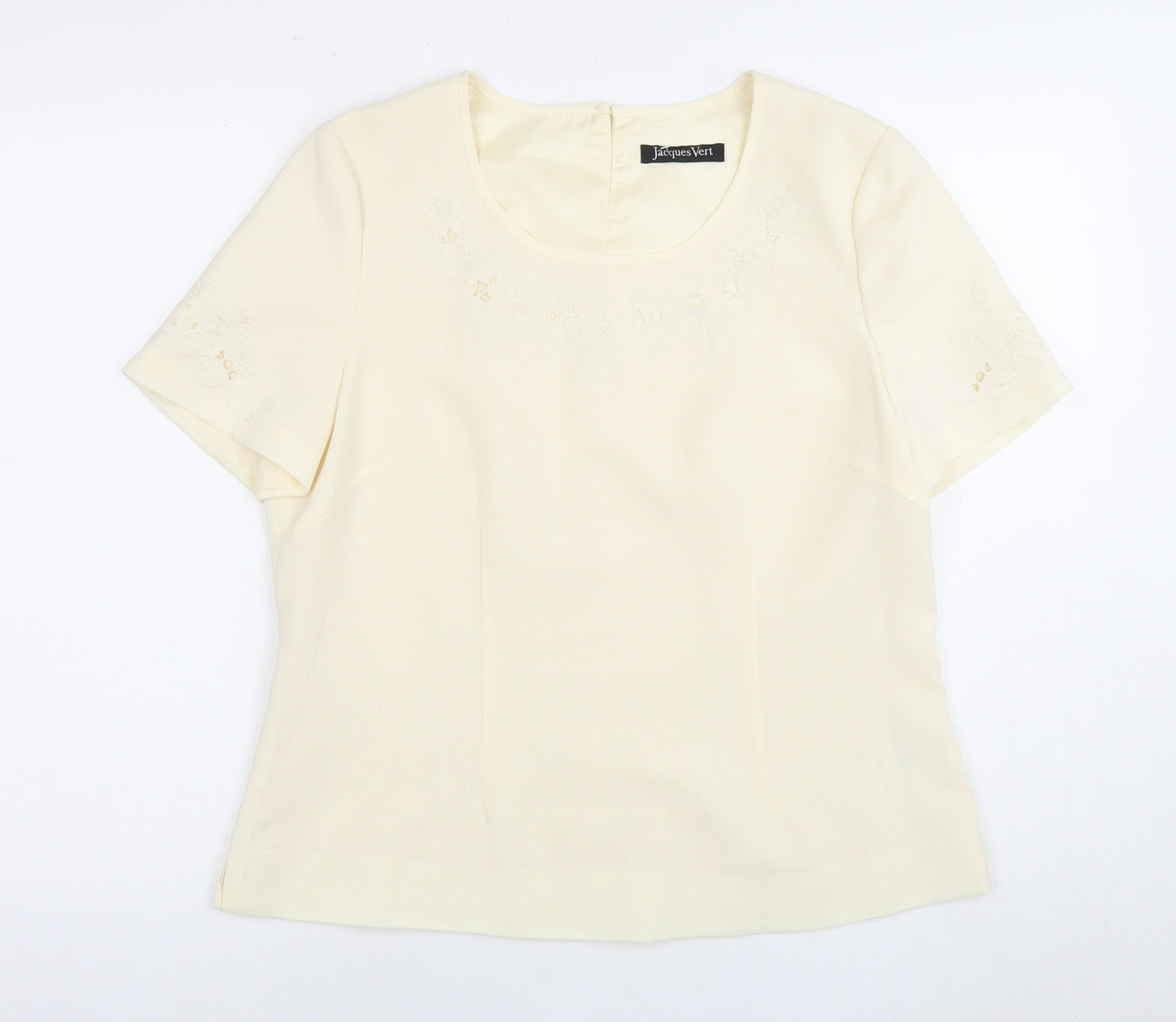 Jacques Vert Ivory Blouse - Women's 14, Formal Embroidered