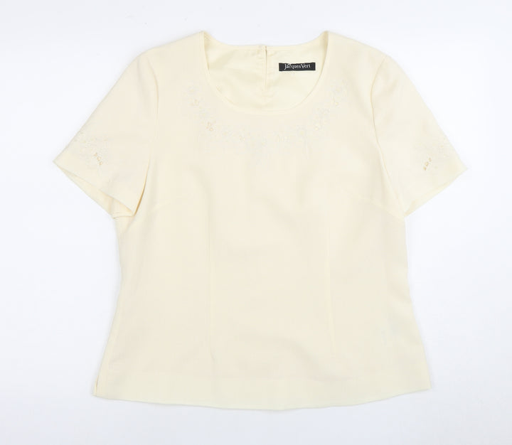 Jacques Vert Ivory Blouse - Women's 14, Formal Embroidered