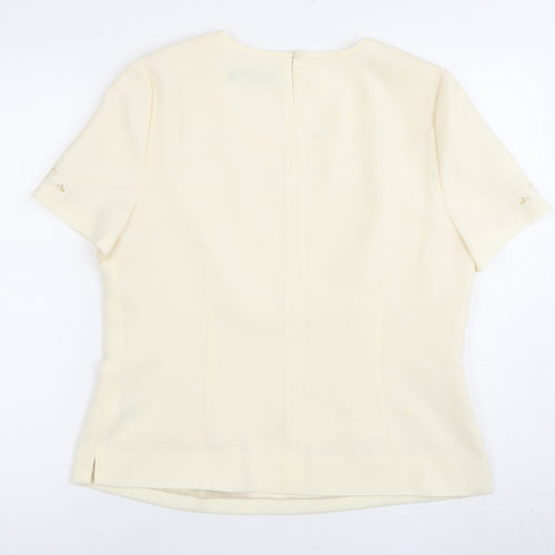 Jacques Vert Ivory Blouse - Women's 14, Formal Embroidered