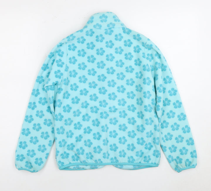 Trespass Girls Blue Floral Fleece Jacket 9-10 Years