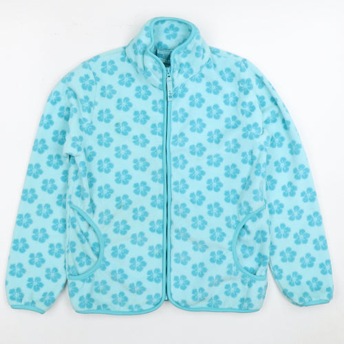 Trespass Girls Blue Floral Fleece Jacket 9-10 Years