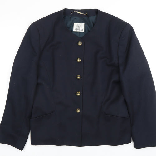Viyella Women's Blue Wool Suit Jacket Size 16