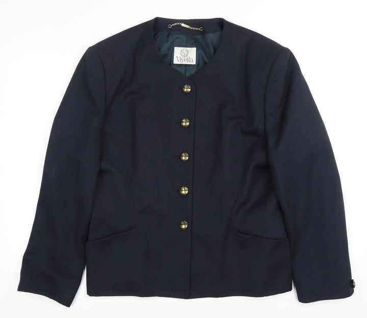 Viyella Women's Blue Wool Suit Jacket Size 16