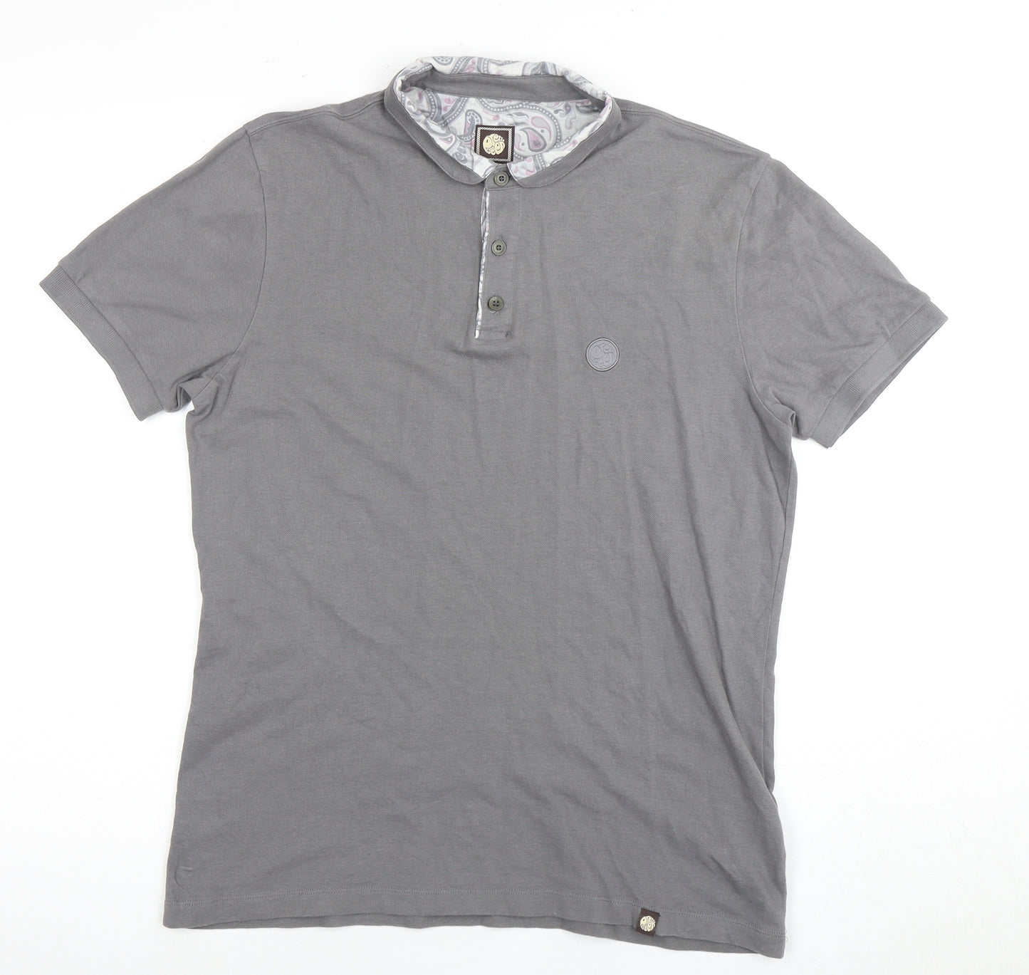 Pretty Green Mens Grey Short Sleeve Polo M