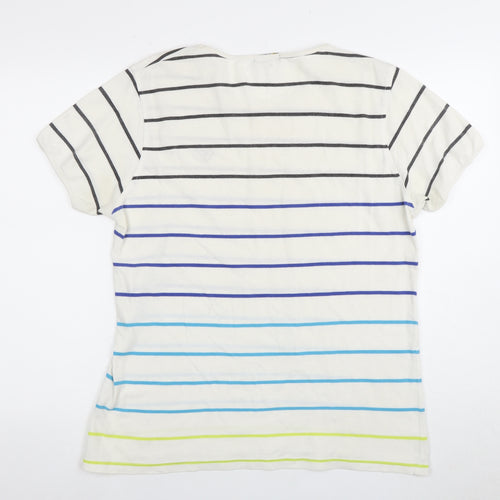 Voi Jeans Men's L White Striped Cotton T-Shirt