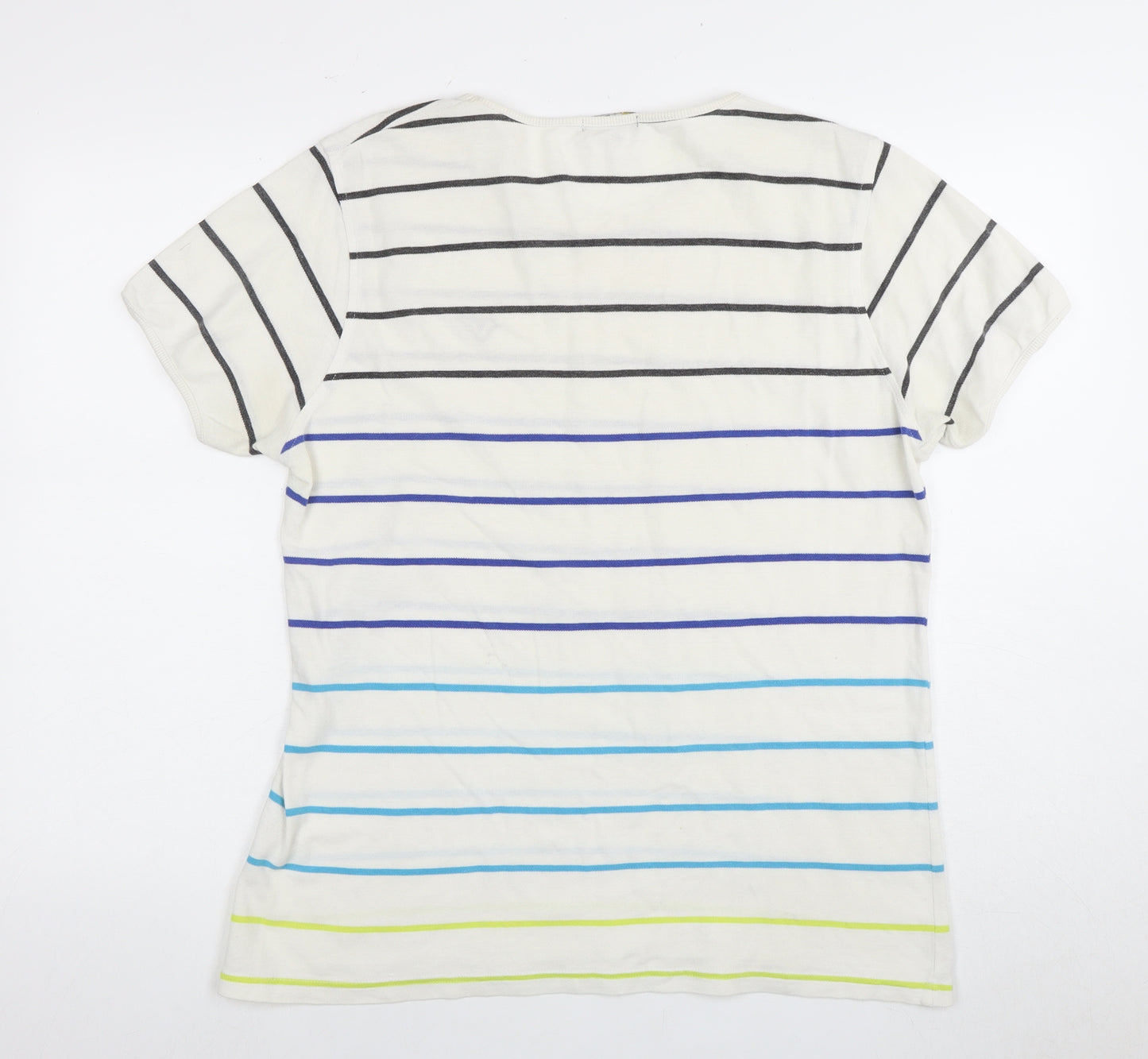 Voi Jeans Men's L White Striped Cotton T-Shirt