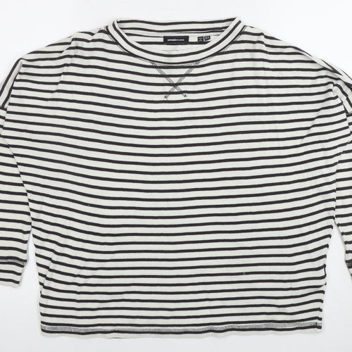 Superdry Women's Black White Stripe Jersey Top Size 4